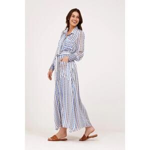 Misa Kirat Belted Maxi Shirt Dress - Scorpios Mix Color